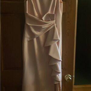 Eliza J Cream One Shoulder Ruffled Sheath Dress